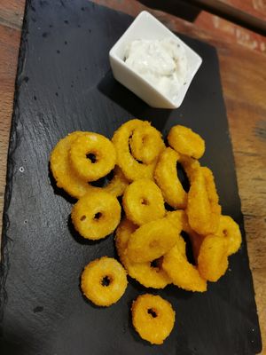 Vegan calamares at Santa y Pura in Madrid