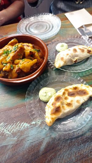 Patatas bravas y empanada at Santa y Pura in Madrid