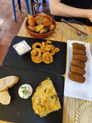 Bravas, Croquettes, Tortilla & Calamari  at Santa y Pura in Madrid
