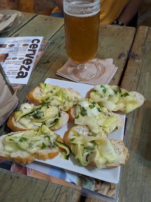 Tapas with garlic zucchini at Santa y Pura in Madrid