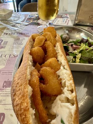 Fried squid calamari sandwich   at Santa y Pura in Madrid