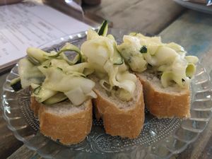 Tostada with zucchini at Santa y Pura in Madrid