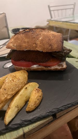 Sandwich with tempeh  at Santa y Pura in Madrid