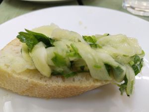 Pintxo de "boquerones" at Santa y Pura in Madrid