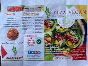 Menu at Eyeza Vegan in St Thomas