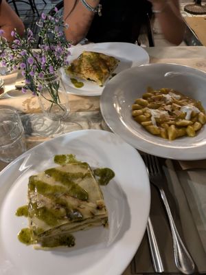 Timballino di crêpes con zucchine e menta at Brancaleò in Pescara