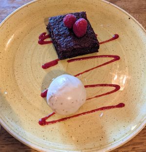 Vegan Brownie & Ice Cream at Harp & Crown in Corsham