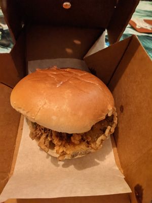 Oyster mushroom crispy burger, completely delicious! at Harp & Crown in Corsham