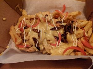 loaded dirty fries, every mouthful was amazing! at Harp & Crown in Corsham
