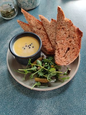 Walnut mushroom pate on sourdough toast at Harp & Crown in Corsham