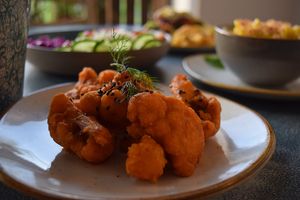 Cauliflower hot "wings" at Harp & Crown in Corsham