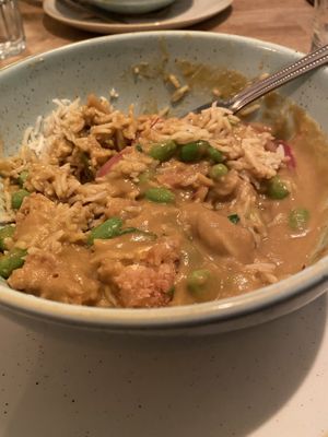 Katsu curry with edamame beans & rice  at Harp & Crown in Corsham