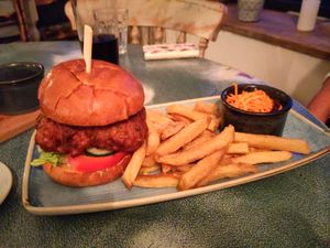 Pakora burger at Harp & Crown in Corsham