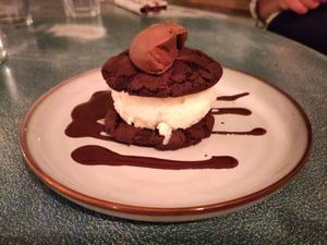 Chocolate cookie ice-cream sandwich at Harp & Crown in Corsham