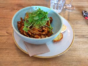 Sunday lunch; wild mushroom bolognese at Harp & Crown in Corsham