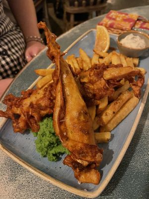 Fish and chips   at Harp & Crown in Corsham