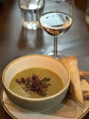 Broccoli and Stilton soup  at Harp & Crown in Corsham