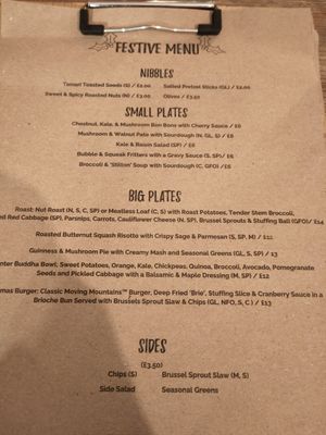 Festive menu 2022 at Harp & Crown in Corsham
