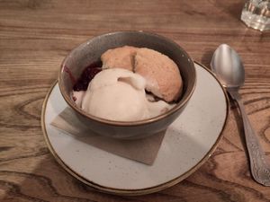 Apple & raspberry cobbler at Harp & Crown in Corsham