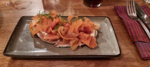 'Salmon' and cream cheese starter at Harp & Crown in Corsham
