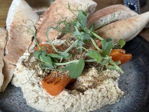 Hummus with Dukkah and Roasted Carrots  at Harp & Crown in Corsham