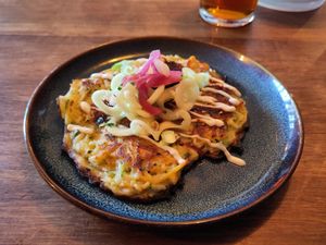 Oonomiyaki Courgette & Teriyaki Pancake at Harp & Crown in Corsham