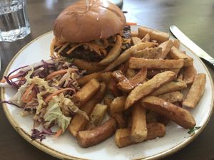 Korean burger  at Harp & Crown in Corsham