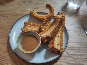 Corn ribs with dipping sauce at Harp & Crown in Corsham