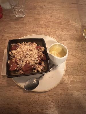 The crumble dessert   at Harp & Crown in Corsham
