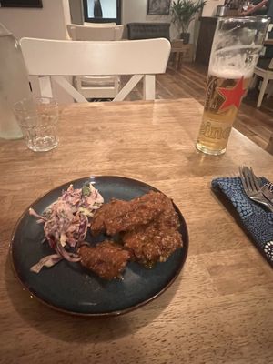 Seitan wings… must try!  at Harp & Crown in Corsham