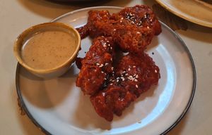 Gochuchang seitan ribs - caution, quite spicy, the sauce helps at Harp & Crown in Corsham
