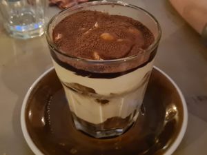 Tiramisu-style dessert at Harp & Crown in Corsham