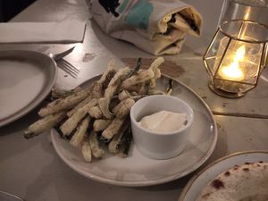 Vherbalkitchen Christmas menu - Zucchini Fritti at Harp & Crown in Corsham