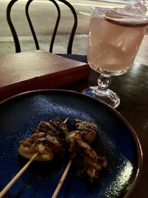 Oyster mushroom skewers  at The Sunshine Inn in Redfern