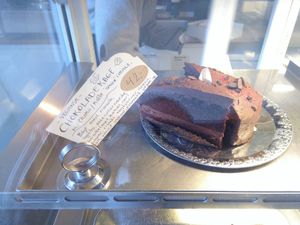 Vegan chocolate cake mith coffee cream at H U G Bageri in Copenhagen