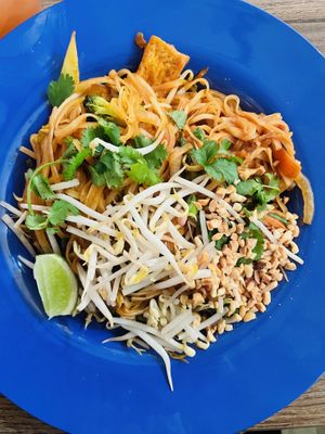 Vegan Pad Thai, add tofu and extra veg  at Sweet Basil in Franklin