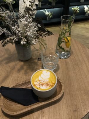turmeric latte  at Angel Cakes in Moscow