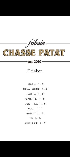 Menu at Friterie Chasse Patat in Ghent