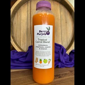 House made raw cold pressed juice! Carrot, apple, pineapple and ginger. at Berri Purple in Lutherville-timonium