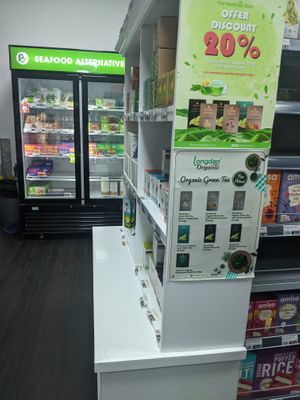 They've got a hefty frozen goods section (you can only see one bit in this photo), with their own brand of mock meats and the like. Wowzers! at The Plantbase Store in South East London