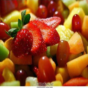 Our fruit salads are made with 100% fresh fruit from local produce guys.  We spend the morning washing, peeling and slicing.  at Nature's Way in Jupiter