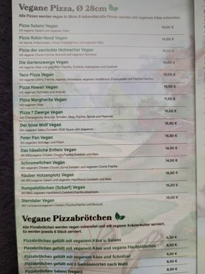 Menu (Stand: 03/2026) at Pizzeria Märchenwald in Essen