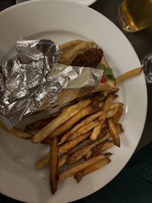 Shawarma with falafel (make sure to ask for no cheese!)  at Utopia  in Bangor