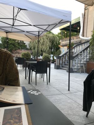 The patio outside  at Old England Pub in Padua