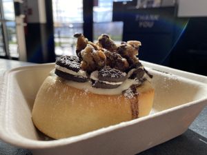 Cookies and milk cinnamon roll! at Cinnaholic in Pigeon Forge