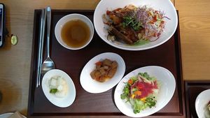 Eggplant rice bowl set - 가지덮밥 at Ooh Breado Teobachae - 터바채 비건 레스토랑 in Seoul