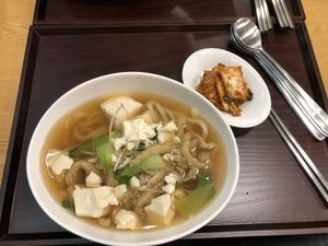 Tofu udon soup (very tasty, broth tastes a bit sweet)  at Ooh Breado Teobachae - 터바채 비건 레스토랑 in Seoul