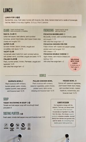 Partial menu at Anne&Max - Domkwartier in Utrecht