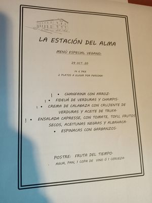 Menu (2 dishes per person) at La Estación del Alma in Soria