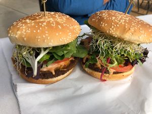 Nut burgers  at No Moo Foods in Sacramento